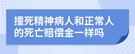 撞死精神病人和正常人的死亡赔偿金一样吗