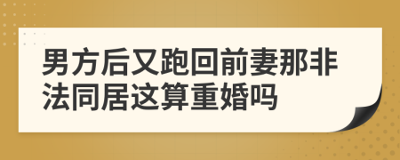 男方后又跑回前妻那非法同居这算重婚吗
