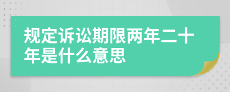 规定诉讼期限两年二十年是什么意思