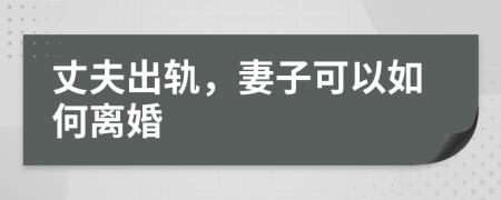 丈夫出轨，妻子可以如何离婚