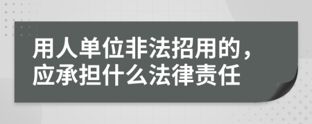 用人单位非法招用的，应承担什么法律责任