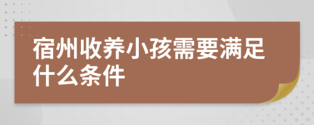 宿州收养小孩需要满足什么条件