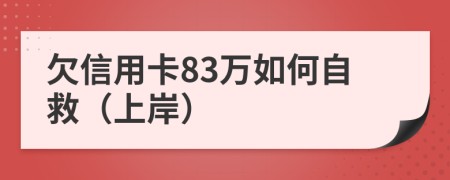 欠信用卡83万如何自救（上岸）