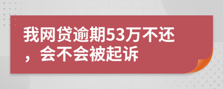 我网贷逾期53万不还，会不会被起诉