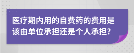 医疗期内用的自费药的费用是该由单位承担还是个人承担?