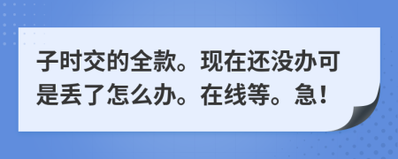 子时交的全款。现在还没办可是丢了怎么办。在线等。急！