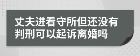 丈夫进看守所但还没有判刑可以起诉离婚吗