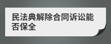 民法典解除合同诉讼能否保全