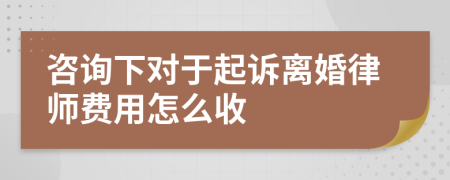 咨询下对于起诉离婚律师费用怎么收