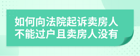 如何向法院起诉卖房人不能过户且卖房人没有