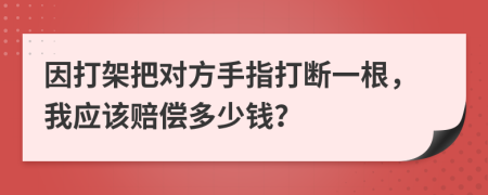 因打架把对方手指打断一根，我应该赔偿多少钱？