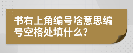 书右上角编号啥意思编号空格处填什么？