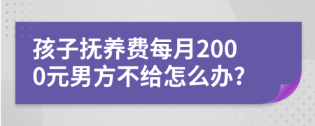 孩子抚养费每月2000元男方不给怎么办?