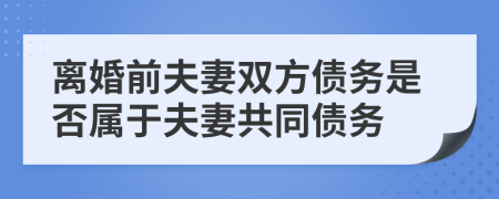 离婚前夫妻双方债务是否属于夫妻共同债务