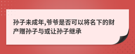 孙子未成年,爷爷是否可以将名下的财产赠孙子与或让孙子继承