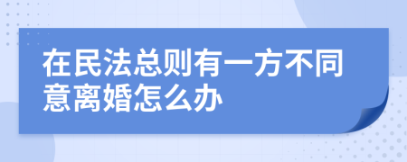 在民法总则有一方不同意离婚怎么办