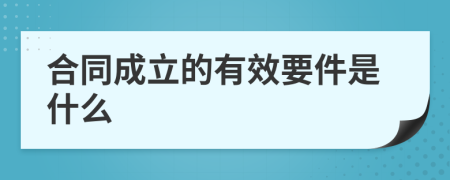 合同成立的有效要件是什么