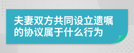 夫妻双方共同设立遗嘱的协议属于什么行为