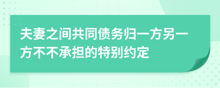 夫妻之间共同债务归一方另一方不不承担的特别约定