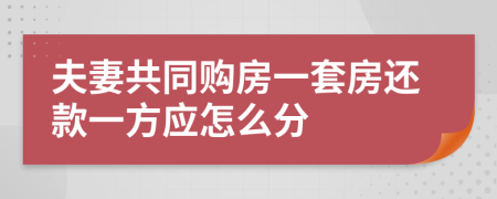 夫妻共同购房一套房还款一方应怎么分