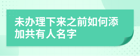 未办理下来之前如何添加共有人名字