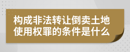 构成非法转让倒卖土地使用权罪的条件是什么