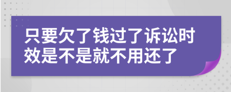 只要欠了钱过了诉讼时效是不是就不用还了