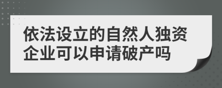 依法设立的自然人独资企业可以申请破产吗