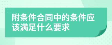 附条件合同中的条件应该满足什么要求