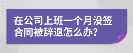 在公司上班一个月没签合同被辞退怎么办？