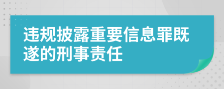 违规披露重要信息罪既遂的刑事责任