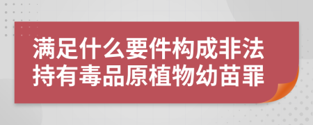 满足什么要件构成非法持有毒品原植物幼苗罪