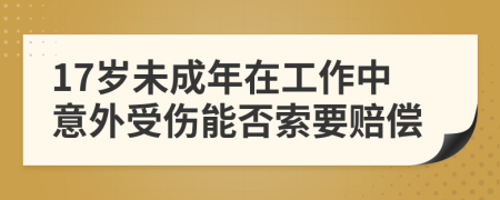 17岁未成年在工作中意外受伤能否索要赔偿
