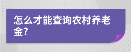 怎么才能查询农村养老金?