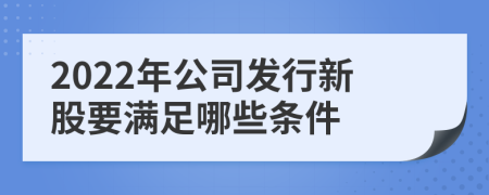 2022年公司发行新股要满足哪些条件