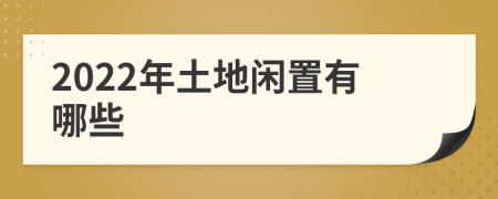 2022年土地闲置有哪些