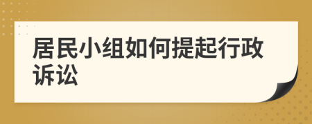 居民小组如何提起行政诉讼