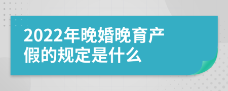 2022年晚婚晚育产假的规定是什么