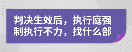 判决生效后，执行庭强制执行不力，找什么部