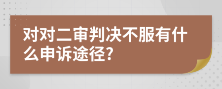对对二审判决不服有什么申诉途径?