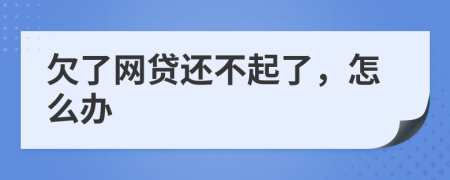 欠了网贷还不起了，怎么办