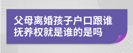 父母离婚孩子户口跟谁抚养权就是谁的是吗