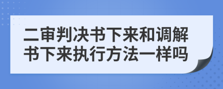 二审判决书下来和调解书下来执行方法一样吗