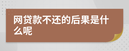 网贷款不还的后果是什么呢