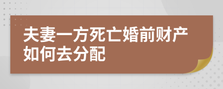 夫妻一方死亡婚前财产如何去分配