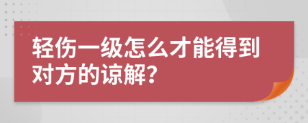 轻伤一级怎么才能得到对方的谅解？