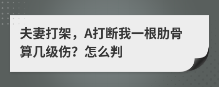 夫妻打架，A打断我一根肋骨算几级伤？怎么判