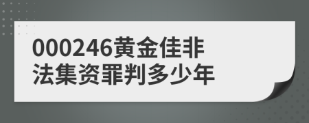 000246黄金佳非法集资罪判多少年