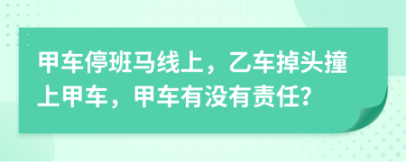 甲车停班马线上，乙车掉头撞上甲车，甲车有没有责任？