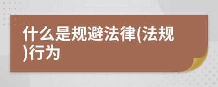 什么是规避法律(法规)行为